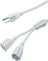 3 Prong Extension Cord Splitter, Indoor Outdoor 1.5 FT Power Cord Splitter 1 to 2, White