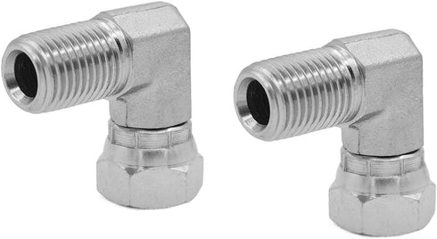(2-PACK) 1501-04-04 Hydraulic Hose Adapter Fitting - 1/4" Male × 1/4" Female Swivel 90° Elbow