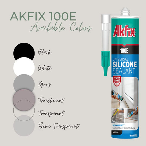 Akfix 100E RTV White Silicone Caulk (2x10.1 fl. oz.), 100% Waterproof Sealant for Kitchen, Bathroom, Shower, Toilet,