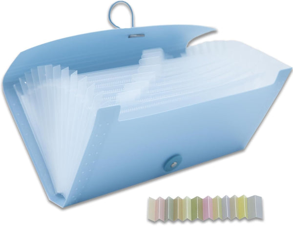 Small Accordion File Organizer - 13 Pocket Expanding Folder for Bills, Receipts, and Envelopes - Money Saving Binder