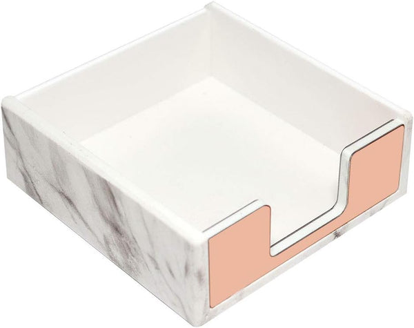 Marble Sticky Note Holder, Rose Gold Edge Memo Holder, Acrylic Sticky Notepads Holder for Desk Organization