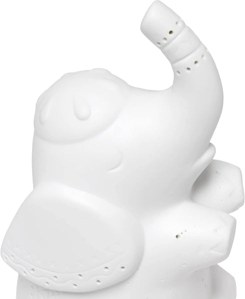 Simple Designs LT3337-WHT Fun Shaped Sitting Night Light Table Lamp, White Porcelain Elephant