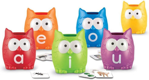 Learning Resources Vowel Owls Sorting Set - Phonics Games for Kids, Vowel