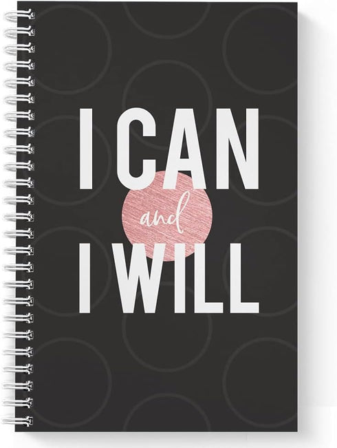Motivational Softcover Spiral Notebook/Journal, 5.5" x 8.5", 120 Checklist Pages, Durable Gloss Cover, White Wire-o,