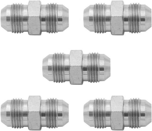 3/8" JIC Male x 1/4" JIC Male Flared Straight Tube Hydraulic Adapter Fitting (5-Pack)