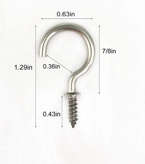 304 Stainless Steel Screw Ceiling Hooks - 7/8 Inch Screw-in Light Hooks for Outdoor and Indoor Use (40 PCS)