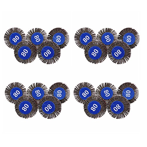 dophee Flap Wheel Sander Set, 1/8" Round Shank, 80 Grit Abrasive Sanding Wheels for Dremel Drill
