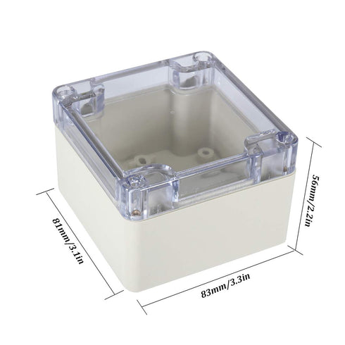 ABS Plastic Junction Box, Dustproof Waterproof IP65 Electrical Box - Universal Project Enclosure Grey, with PC Transparent/Clear Cover 3.3"x3.2"x2.2"(83mm x 81mm x 56mm)