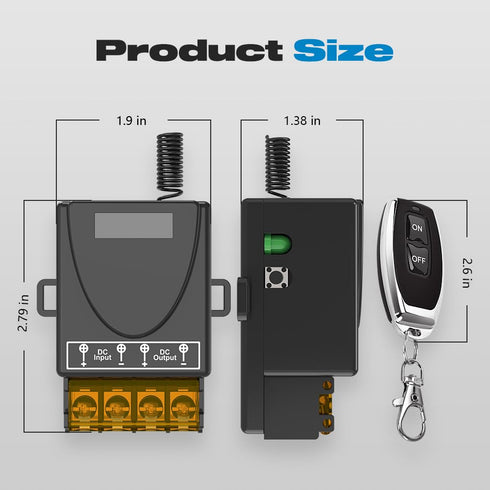 12V DC12V/24V/48V/72V 30A 328ft Remote Switch Wireless, Malictele Relay RF Control Switch with Long Range