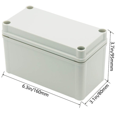Zulkit Junction Box ABS Plastic - Dustproof Waterproof IP67 Universal Electrical Project Enclosure, Grey 6.30 x 3.15 x
