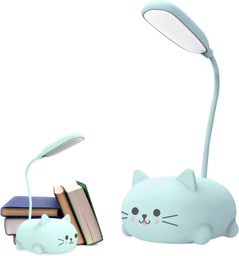 Hoghaki Cute Kids Desk Lamp, LED Desk Lamp for Kids, Cute Cat Lamp Desk Accessories, Flexible Gooseneck Eye-Care