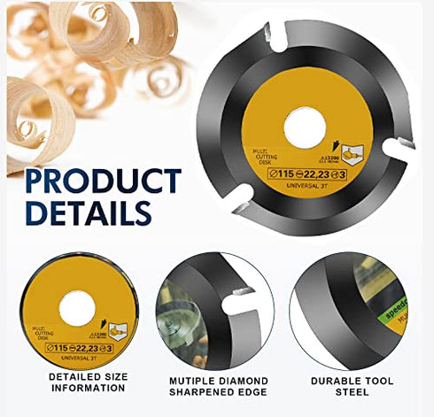 5 Pieces Wood Carving Disc Grinding Wheel Shaping Disc Set (12 Teeth, 6 Teeth, 22 Teeth, 4 1/2)