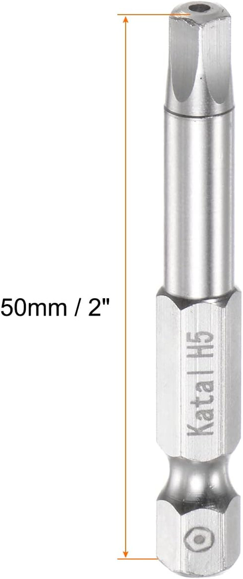 5pcs H5 Pentagon Screwdriver Bit 1/4" Hex Shank 2" Length Magnetic Security Screw Driver Power Tool by HARFINGTON
