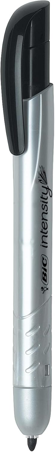 BIC Intensity Retractable Permanent Markers, Fine Bullet Tip, Black, 12-Count Pack