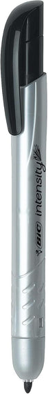 BIC Intensity Retractable Permanent Markers, Fine Bullet Tip, Black, 12-Count Pack