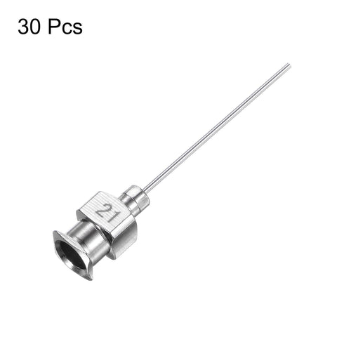 30pcs 21Gauge Stainless Steel Dispensing Needles, 1" Blunt Tips Luer Lock for Thick Liquids