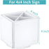 HIIMIEI Acrylic Rotating Pen Holder - Desk Organizer with Picture Frame for 4 Family Photos (White)