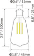 Dream Lighting LED Edison Bulb, 3W, 150 Lumens, Neutral White 3500K, Vintage Replace Globe, Pack of 2