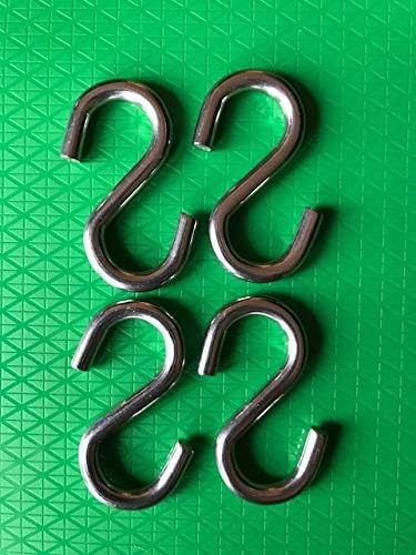 S Hook - Marine Grade 316 Stainless Steel, 1.56" Long, 5/32" Thick Metal Hook for Hanging and Utility Use (4)
