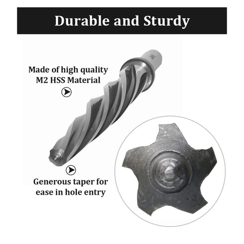 YUEWO 5/8" Bridge Construction Reamer Tool Set for Metal, M2 HSS Tapered Alignment Drill Bit, Chucking Steel Reamers.