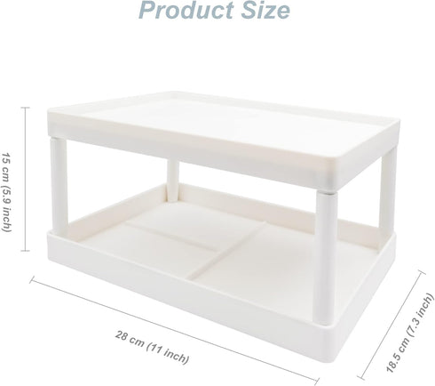 souG Desktop Storage Rack Organizer for Kitchen Bathroom Office Dorm - Double-Layer Cosmetic Stationery Storage Holder and Table Sundries Display Shelf - White by GSHYMXT
