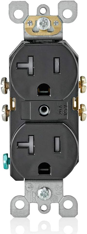 Leviton T5820-E, 20 Amp Tamper-Resistant Duplex Outlet, Black
