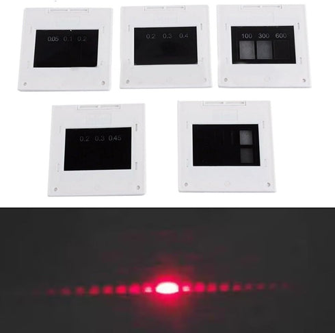 Drawup Set Interference Diffraction Grating with Circular Single and Double Slit Patterns, Multiple Line Mesh