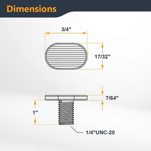 POWERTEC 1/4"-20 T Track Bolts, 20 Pack, 1 Inch Long T Slot Bolts for Woodworking Jigs
