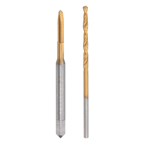 uxcell M2 x 0.4 Spiral Point Thread Tap and 1.6mm Twist Drill Bit Set, Metric Titanium Plated for Machine Threading