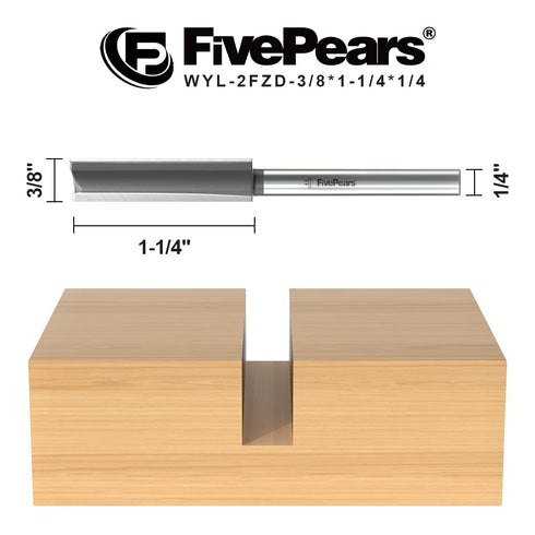 1/4 Inch 3/8 Inch 1-1/4 Inch FivePears Straight Router Bits Shank Double Flute, Cutting Diameter, Cutting Length, Used