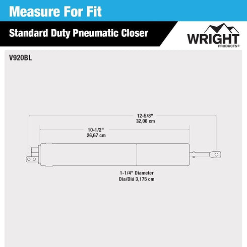 Wright Products Standard Duty Pneumatic Screen and Storm Door Closer - Black