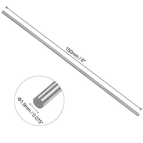 uxcell 20pcs Round Steel Metal Rods, 1.9mm x 150mm High Speed Steel Lathe Bar Stock Tool for DIY Craft