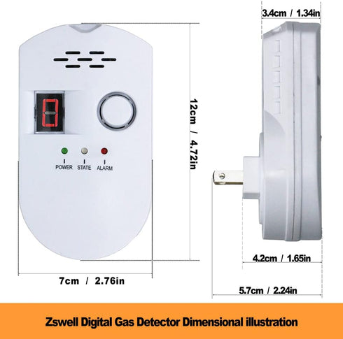 Natural Digital Gas Detector, Home Gas Alarm, High Sensitivity LPG LNG Coal Leak Detection Monitor Sensor