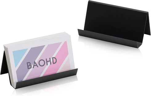 Business Card Holder for Desk, Modern Metal Display Stand, 2 Pack Black Business Card Organizer