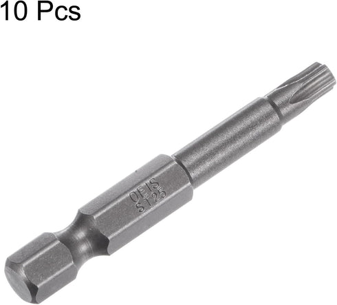 10pcs TS25 Star 5 Point Screwdriver Bit 1/4" Hex Shank - 2" Length Magnetic Security Torx Head Power Tool