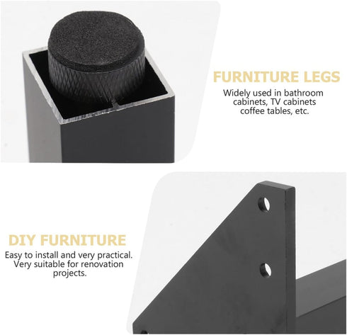 4pcs 60mm Toddmomy Adjustable Aluminum Alloy Cabinet Legs Black Anti-Slip Furniture Feet Pads for Tv Stands Wardrobes