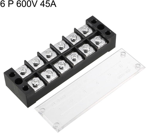uxcell Dual Rows 6 Positions Wire Barrier Block Terminal Strip, 600V 45A TB-4506L