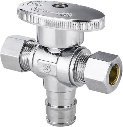(Pack of 2) 1/4 Turn Dual Pex-A Cold Expansion Outlet Angle Stop Valve - 1/2" Pex-a X (3/8 inch X3/8 inch)
