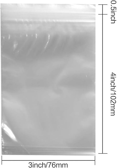 3 x 4-inch 2Mil Small Clear Reclosable Poly Storage Bags for Candy, Cookies, Cards, Pack of 200 by L-BOST