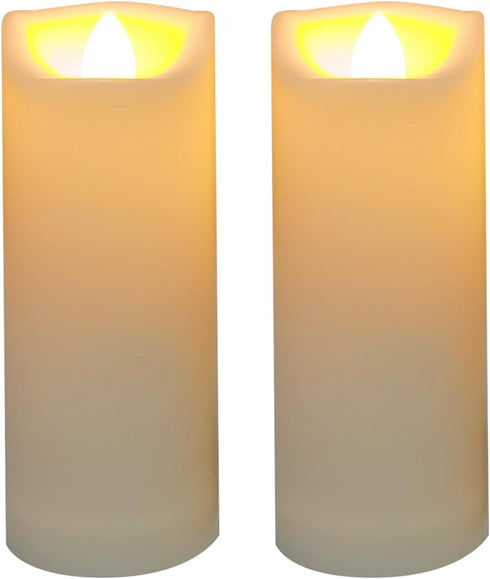 2"x 5" Set 2 LED Flameless Candles with Timer Battery Operated Outdoor LED Lights Fake Flickering Waterproof Candles