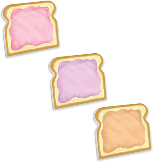 Peanut Butter and Jelly Sticky Note Assortment | 4" x 4" Repositionable Jam Notes | Set of 3 Funny Food Pads