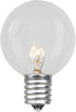 25 Pack G50 Bulbs, E17/C9 7 Novelty Lights Outdoor Patio Globe Replacement Clear, Intermediate Base, Watt