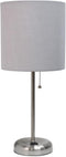Oslo 19.5" Contemporary Bedside Power Outlet Base Standard Metal Table Desk Lamp