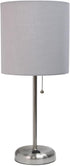 Oslo 19.5" Contemporary Bedside Power Outlet Base Standard Metal Table Desk Lamp