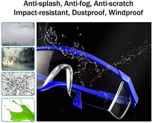 mozeeda 5 PACKS Safety Goggles, Clear Anti-fog UV400 Protection Eyeglasses for Men Women, ANSI Z87 Adjustable