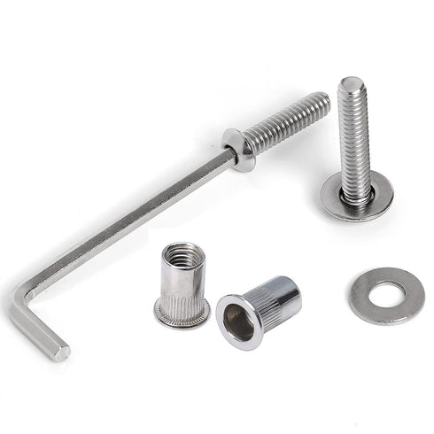 Woopais 1/4-20 3/4" 1/4-20 30-Set Stainless Steel Rivet Nuts and Bolts Button Head Socket Cap Screws Flat Washers