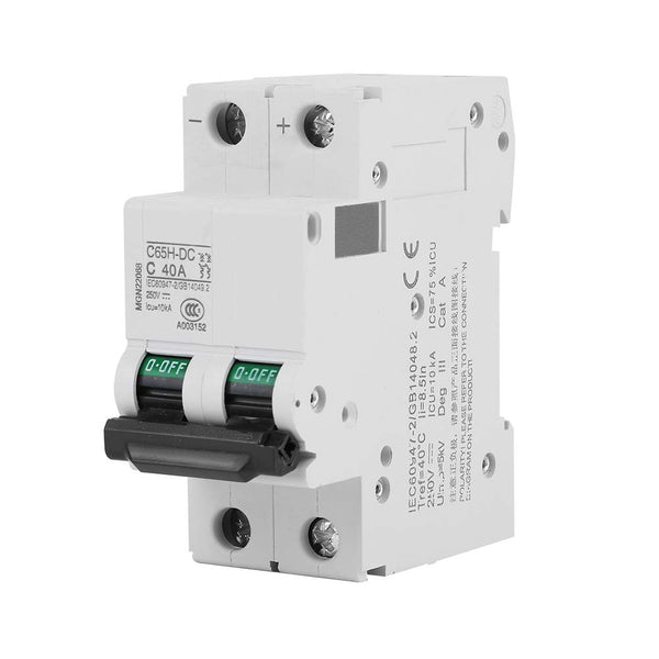 Premium Circuit Breaker, 2P 250V Low Voltage DC Miniature Circuit Breaker for Solar Panels Grid System (40A)