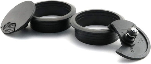 2pcs 2 inch Desk Wire Cord Cable Grommets, Hole Cover for Office PC Desk Cable Organizer, Plastic Cover Black
