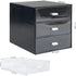 Desk Organizer with Drawer, Plastic Desk Storage Box for Office Stationery Supplies, Desktop Organizer (3 drawer, Black)