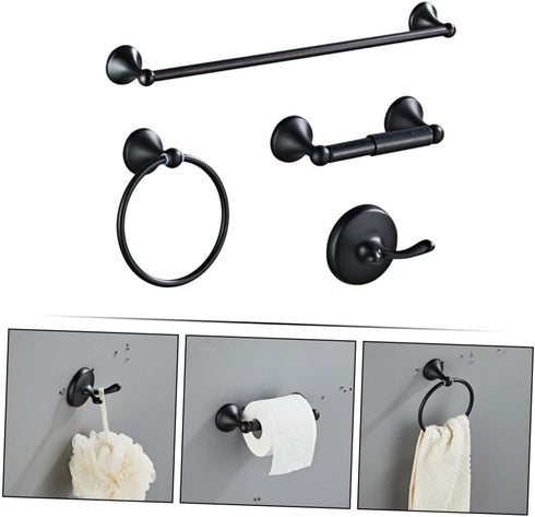 Set Retro Black Stainless Steel Towel Holder for Bathroom